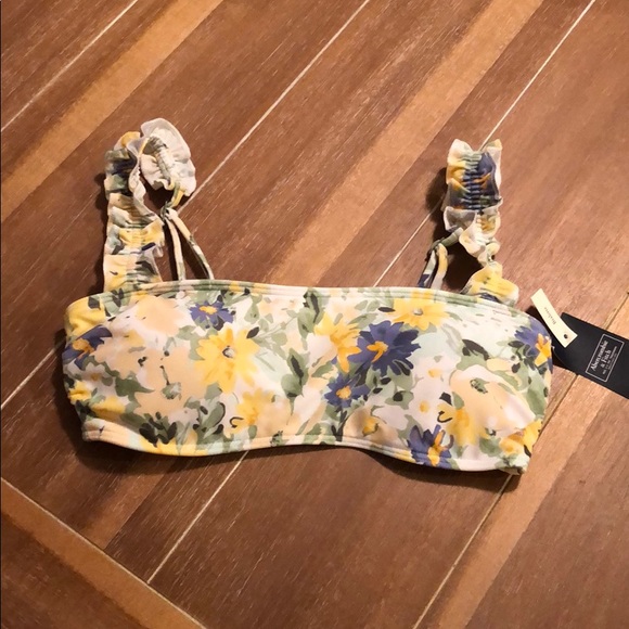 GUC Padded bikini top floral bralette ruffle straps XS - Picture 3 of 4